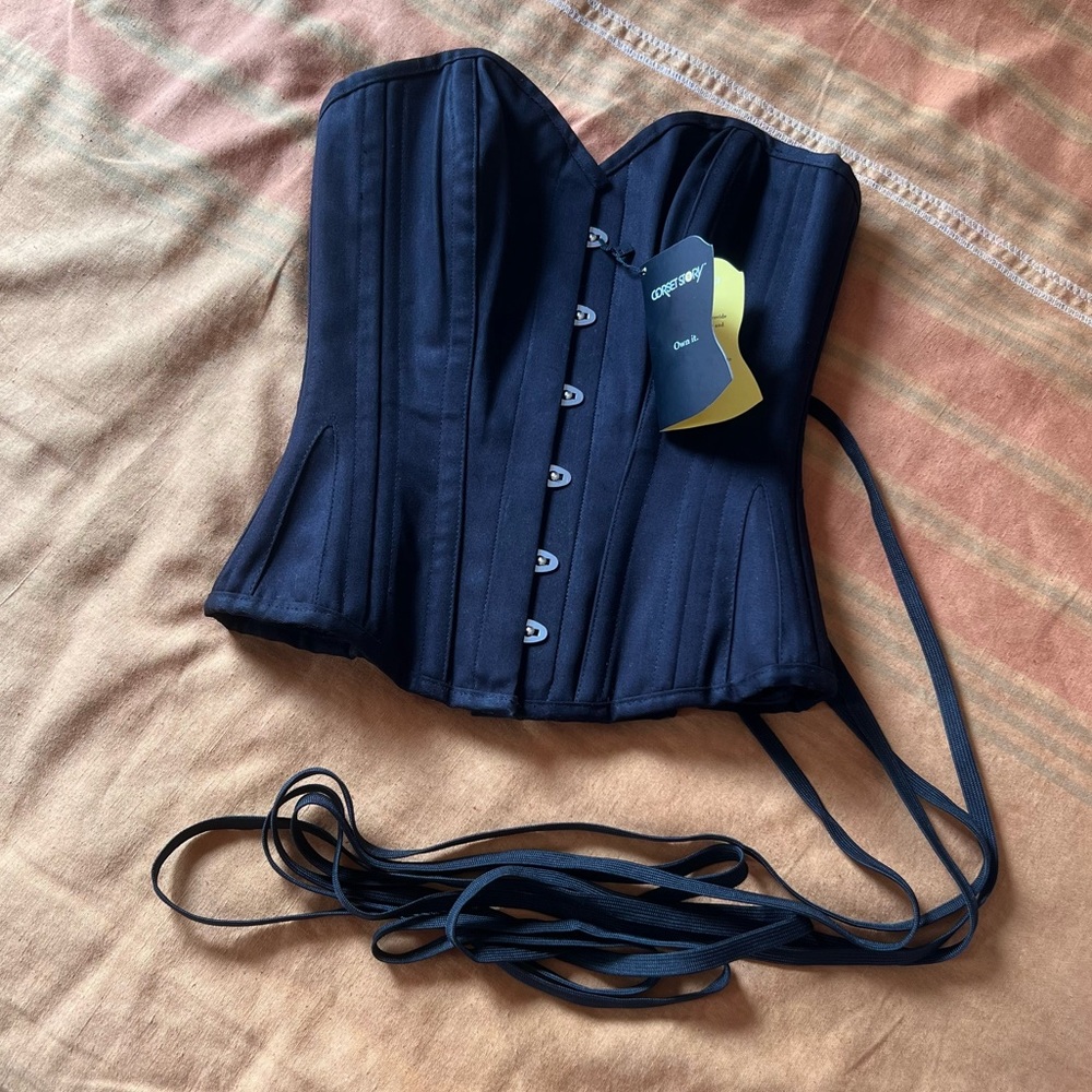 ❌SOLD❌ 24 Corset Story Black Cotton Twill Classic Overbust Trainer